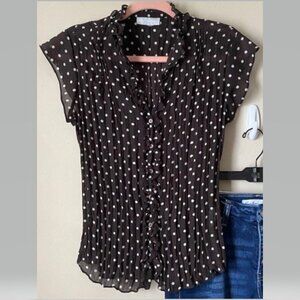 Black-n-White Polka Dot Ruffle Blouse